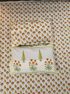 MAMA needs Premium California King Hast Kala Percale Cotton Bedsheets (Choti Phool Booti Print) 108X108 inches