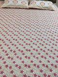 MAMA needs Premium California King Hast Kala Percale Cotton Bedsheets (Lal Phool Patti) 108X108 inches