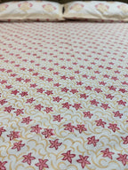 MAMA needs Premium California King Hast Kala Percale Cotton Bedsheets (Lal Phool Patti) 108X108 inches