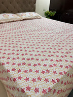 MAMA needs Premium California King Hast Kala Percale Cotton Bedsheets (Lal Phool Patti) 108X108 inches