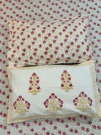 MAMA needs Premium California King Hast Kala Percale Cotton Bedsheets (Lal Phool Patti) 108X108 inches