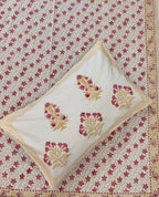 MAMA needs Premium California King Hast Kala Percale Cotton Bedsheets (Lal Phool Patti) 108X108 inches