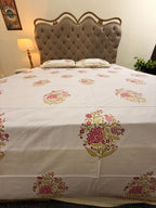 MAMA needs Premium California King Hast Kala Percale Cotton Bedsheets (Rani Phool Boota) 108X108 inches