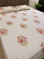 MAMA needs Premium California King Hast Kala Percale Cotton Bedsheets (Rani Phool Boota) 108X108 inches