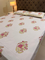 MAMA needs Premium California King Hast Kala Percale Cotton Bedsheets (Rani Phool Boota) 108X108 inches