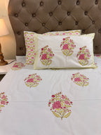MAMA needs Premium California King Hast Kala Percale Cotton Bedsheets (Rani Phool Boota) 108X108 inches