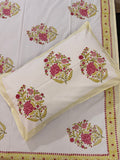 MAMA needs Premium California King Hast Kala Percale Cotton Bedsheets (Rani Phool Boota) 108X108 inches