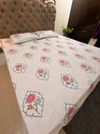 MAMA needs Premium California King Hast Kala Percale Cotton Bedsheets (Gulab Boota Print) 108X108 inches