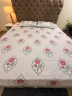 MAMA needs Premium California King Hast Kala Percale Cotton Bedsheets (Gulab Boota Print) 108X108 inches