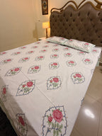 MAMA needs Premium California King Hast Kala Percale Cotton Bedsheets (Gulab Boota Print) 108X108 inches