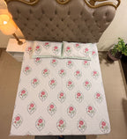 MAMA needs Premium California King Hast Kala Percale Cotton Bedsheets (Gulab Boota Print) 108X108 inches