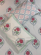 MAMA needs Premium California King Hast Kala Percale Cotton Bedsheets (Gulab Boota Print) 108X108 inches