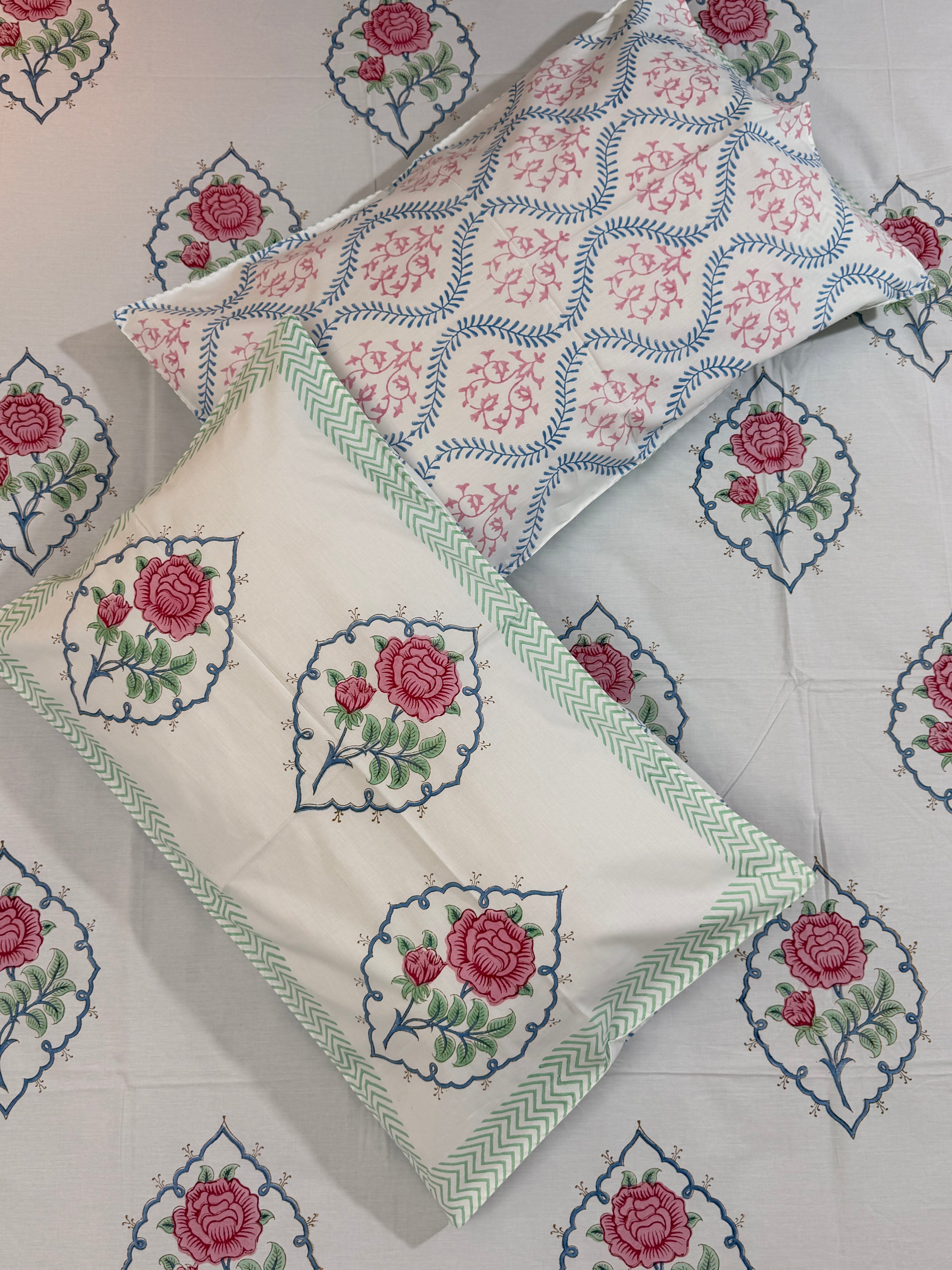 MAMA needs Premium California King Hast Kala Percale Cotton Bedsheets (Gulab Boota Print) 108X108 inches