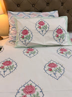 MAMA needs Premium California King Hast Kala Percale Cotton Bedsheets (Gulab Boota Print) 108X108 inches