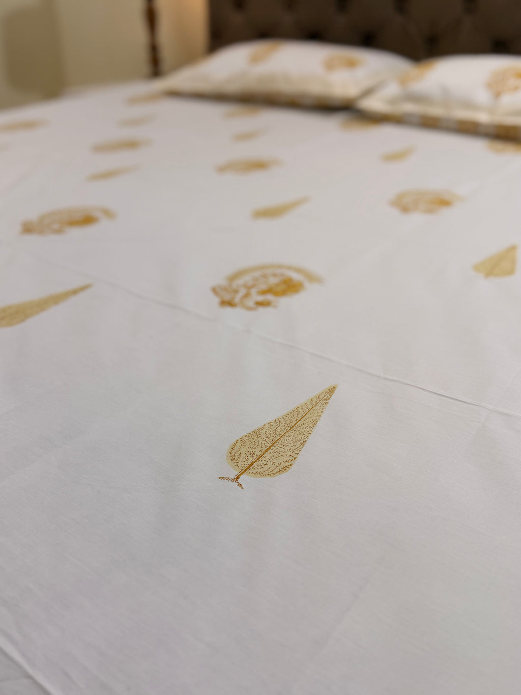 MAMA needs Premium California King Hast Kala Percale Cotton Bedsheets (Yellow Monochrome Print) 108X108 inches