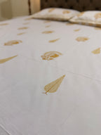 MAMA needs Premium California King Hast Kala Percale Cotton Bedsheets (Yellow Monochrome Print) 108X108 inches