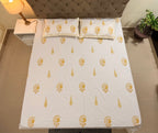 MAMA needs Premium California King Hast Kala Percale Cotton Bedsheets (Yellow Monochrome Print) 108X108 inches