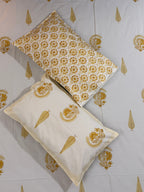 MAMA needs Premium California King Hast Kala Percale Cotton Bedsheets (Yellow Monochrome Print) 108X108 inches