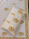 MAMA needs Premium California King Hast Kala Percale Cotton Bedsheets (Yellow Monochrome Print) 108X108 inches