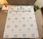 MAMA needs Premium California King Hast Kala Percale Cotton Bedsheets (Royal Elephant Umbrella Print) 108X108 inches