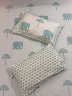 MAMA needs Premium California King Hast Kala Percale Cotton Bedsheets (Royal Elephant Umbrella Print) 108X108 inches