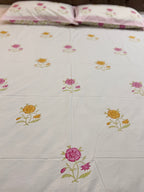 MAMA needs Premium California King Hast Kala Percale Cotton Bedsheets (Multicolor Phool Print) 108X108 inches