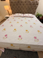 MAMA needs Premium California King Hast Kala Percale Cotton Bedsheets (Multicolor Phool Print) 108X108 inches