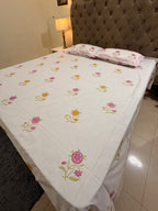 MAMA needs Premium California King Hast Kala Percale Cotton Bedsheets (Multicolor Phool Print) 108X108 inches