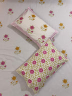MAMA needs Premium California King Hast Kala Percale Cotton Bedsheets (Multicolor Phool Print) 108X108 inches