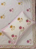 MAMA needs Premium California King Hast Kala Percale Cotton Bedsheets (Multicolor Phool Print) 108X108 inches