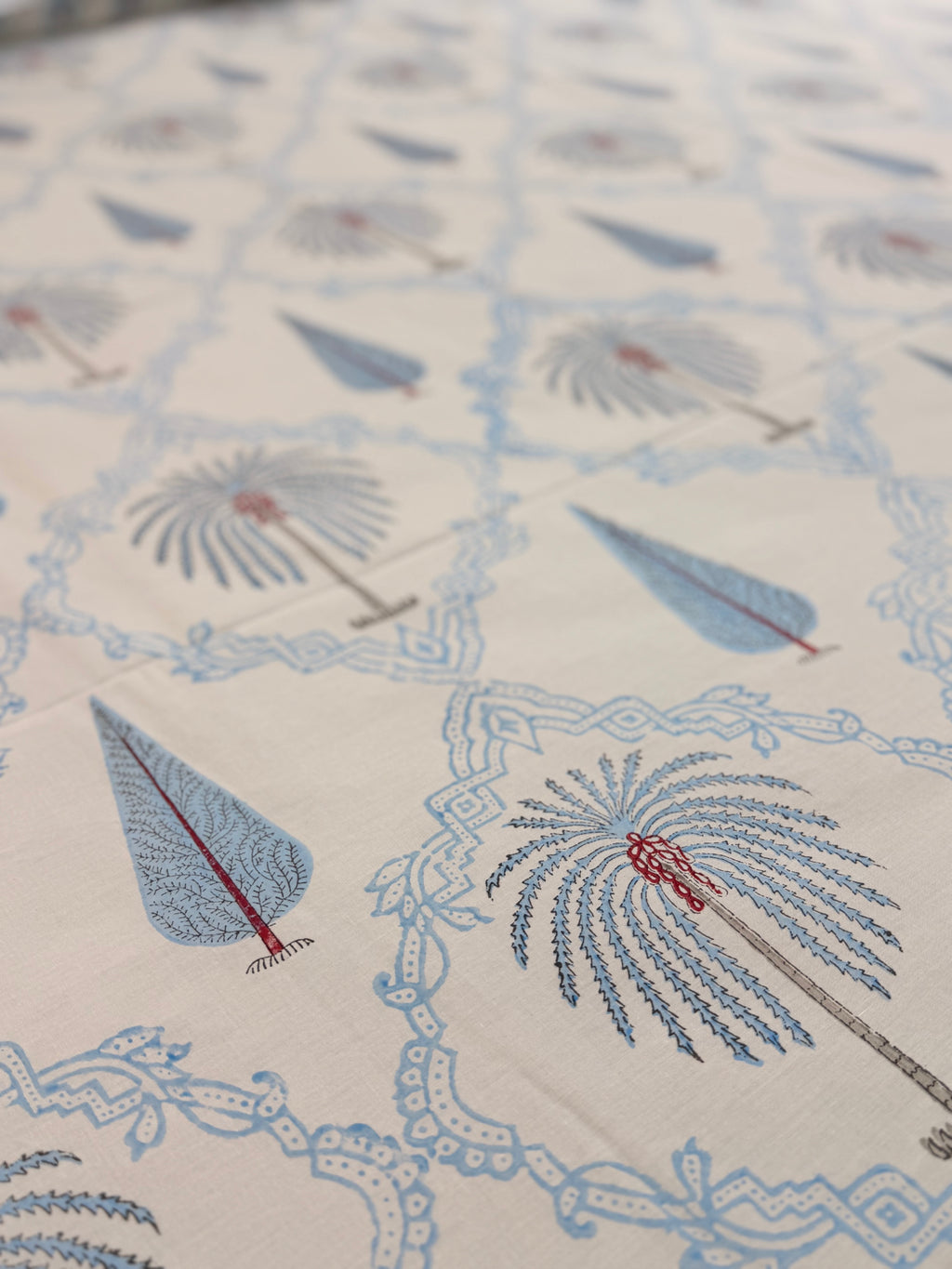 MAMA needs Premium California King Hast Kala Percale Cotton Bedsheets (Date Palm Blue) 108X108 inches