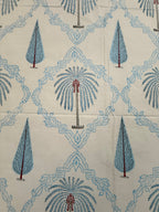 MAMA needs Premium California King Hast Kala Percale Cotton Bedsheets (Date Palm Blue) 108X108 inches