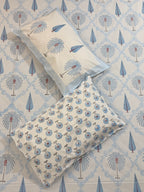 MAMA needs Premium California King Hast Kala Percale Cotton Bedsheets (Date Palm Blue) 108X108 inches