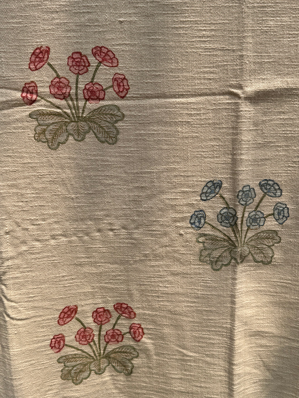 Slub Cotton Sofa Throw (Blue Pink Bouqet Print)