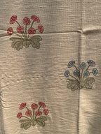 Slub Cotton Sofa Throw (Blue Pink Bouqet Print)