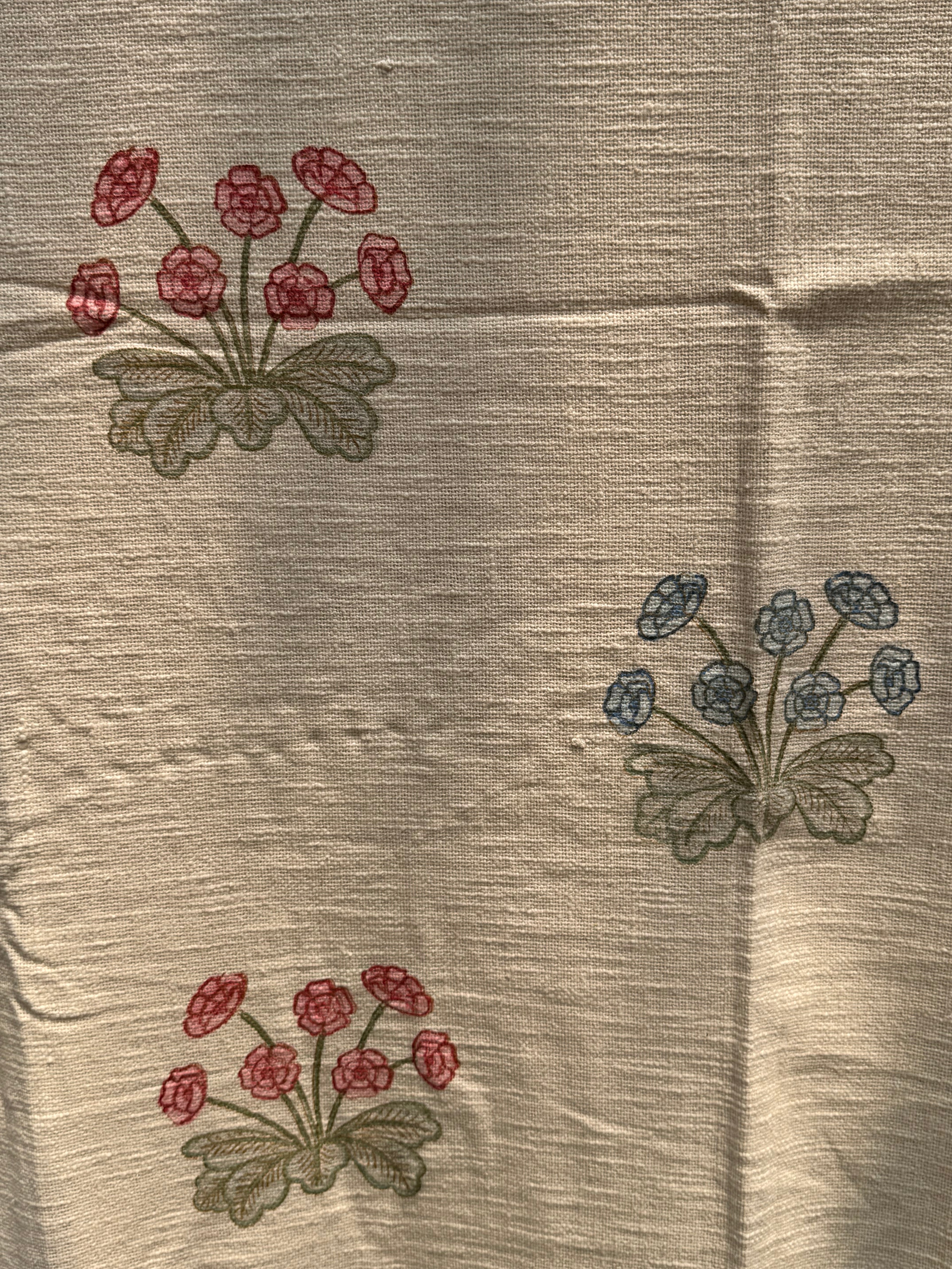 Slub Cotton Sofa Throw (Blue Pink Bouqet Print)