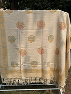 Slub Cotton Sofa Throw (Multi Color Peacock Print)