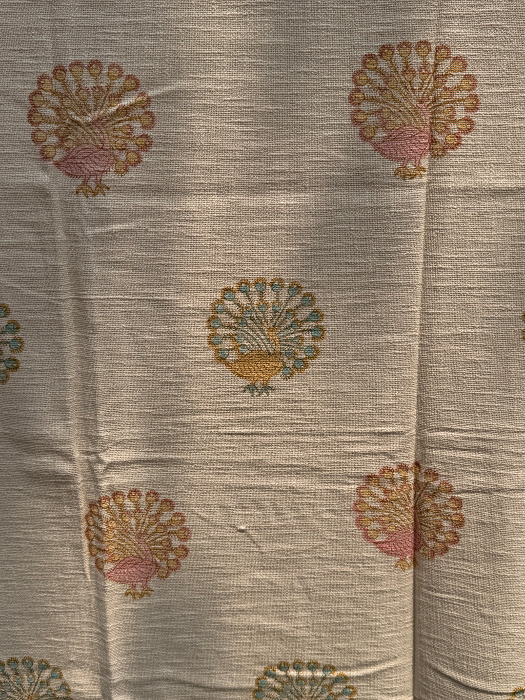 Slub Cotton Sofa Throw (Multi Color Peacock Print)