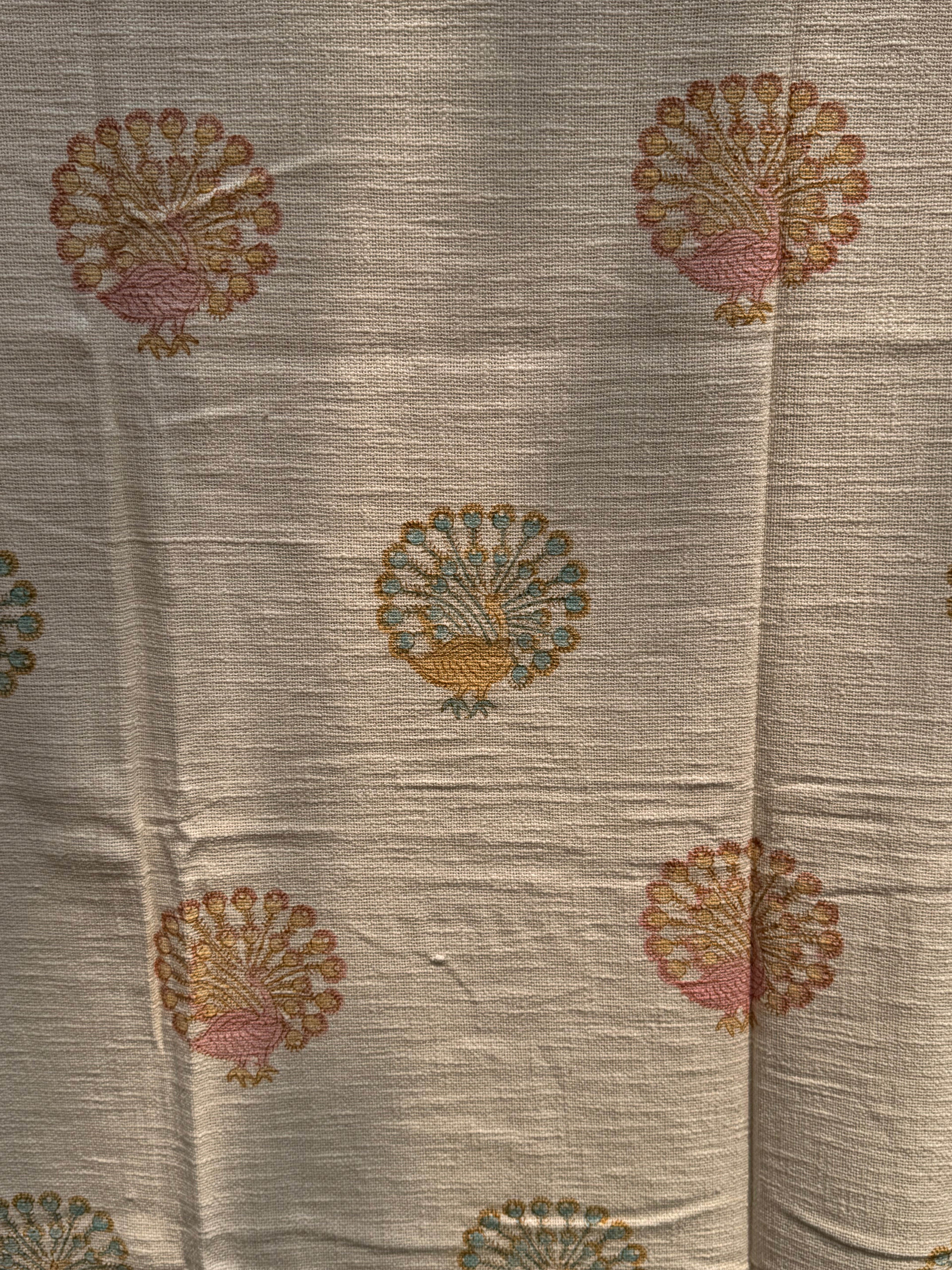 Slub Cotton Sofa Throw (Multi Color Peacock Print)