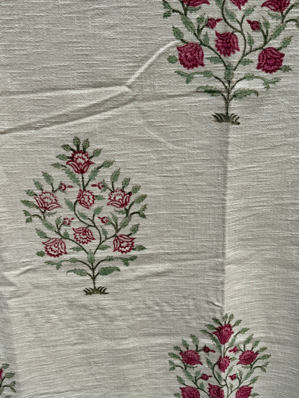 Slub Cotton Sofa Throw (Pink Green Bouquet Print)