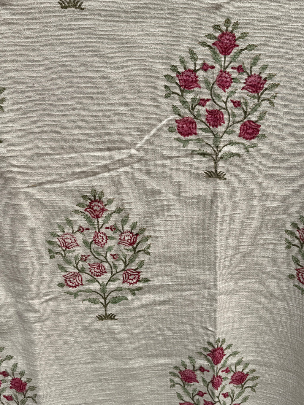 Slub Cotton Sofa Throw (Pink Green Bouquet Print)