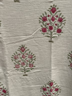 Slub Cotton Sofa Throw (Pink Green Bouquet Print)