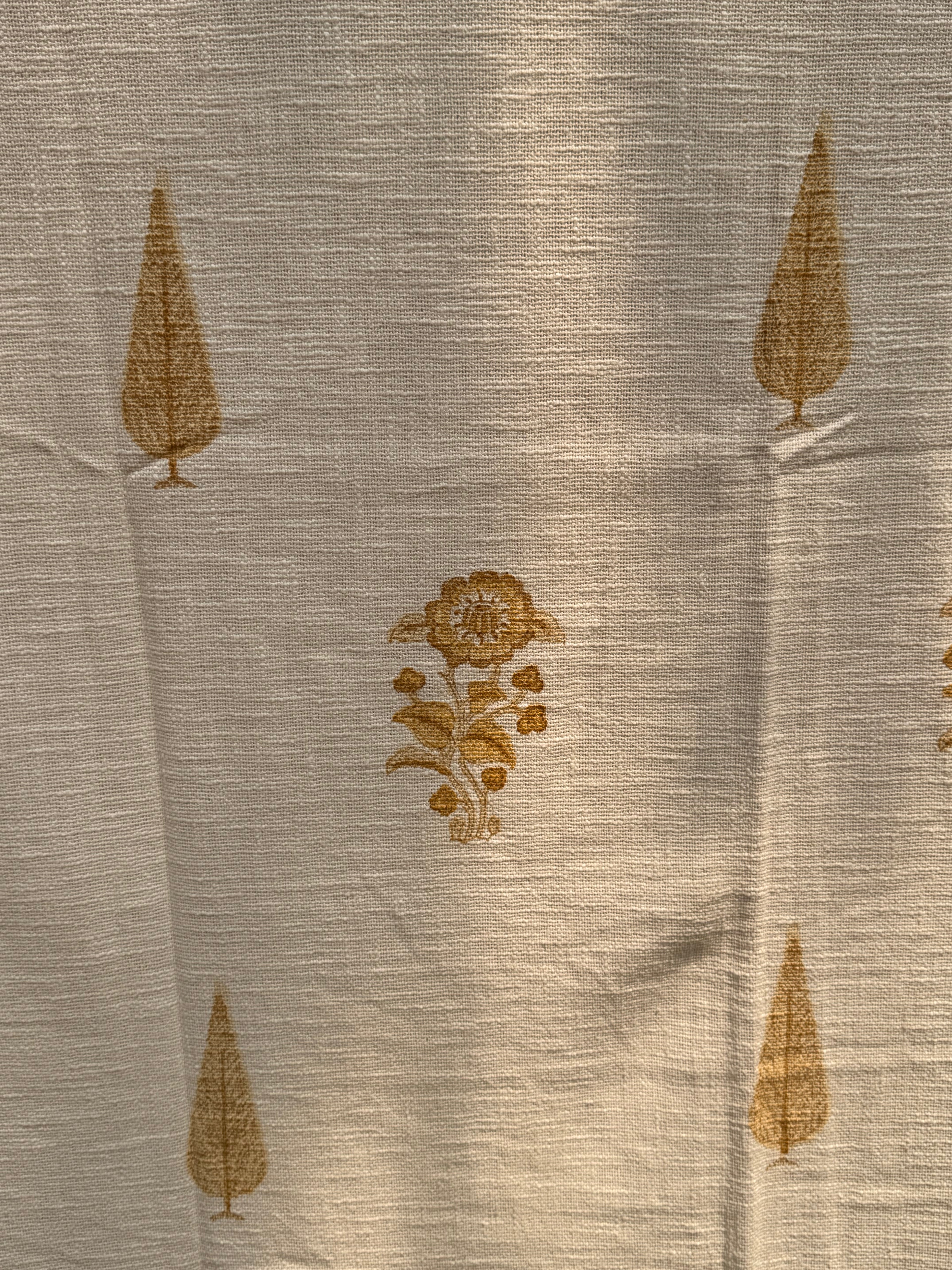 Slub Cotton Sofa Throw (Yellow Phool Print)