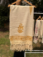 Slub Cotton Sofa Throw (Yellow Phool Print)