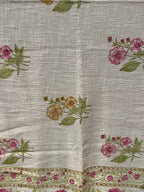 Slub Cotton Sofa Throw Compact (Pink Yellow Phool Print)