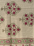 Slub Cotton Sofa Throw Compact (Gulabi Phool Bouqet Print)