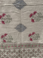 Slub Cotton Sofa Throw Compact (Gulabi Phool Motif Print)