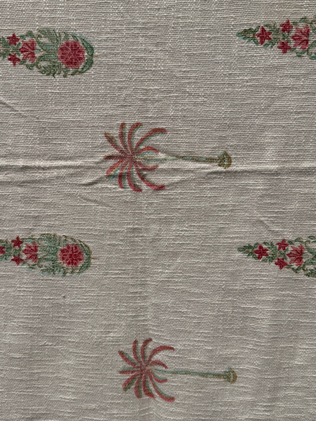 Slub Cotton Sofa Throw Compact (Pink Palm Floral Print)