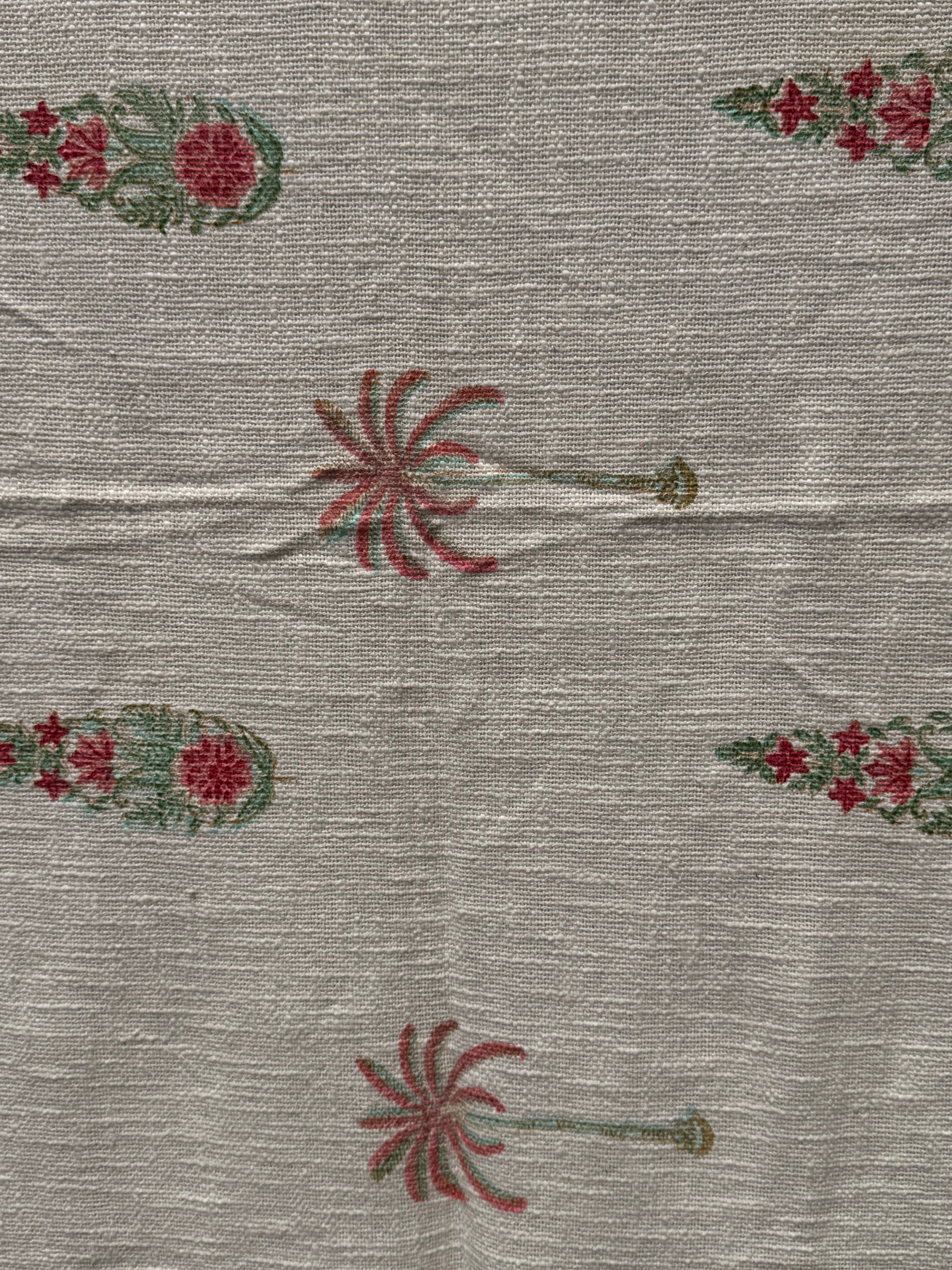 Slub Cotton Sofa Throw Compact (Pink Palm Floral Print)