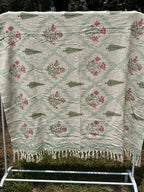 Slub Cotton Sofa Throw Compact (Pink Floral Bel Print)